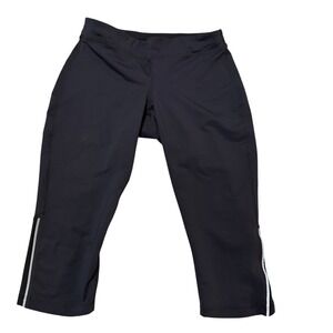 REI Womens Black Capri Running Leggings Zipper Pocket Reflective Size Medium